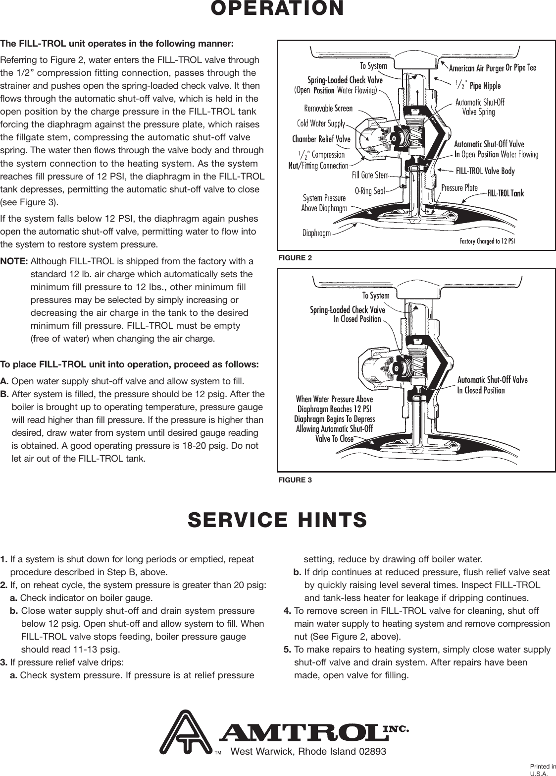 Page 2 of 2 - AMT 691_FILL-TROL/IOman/LO2  551521 2 Amtrol FT-109-100 Fill Trol With 1 Inch Purger & Air Vent Installation Instructions