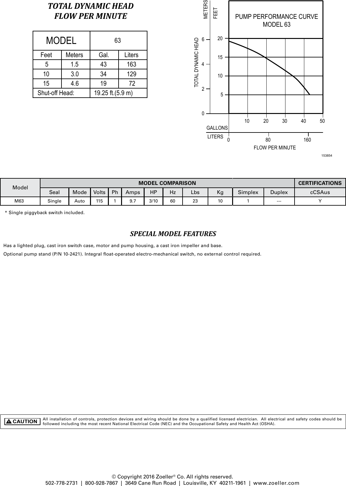Page 2 of 2 - 551719 3 Zoeller M63 Technical Data Sheet