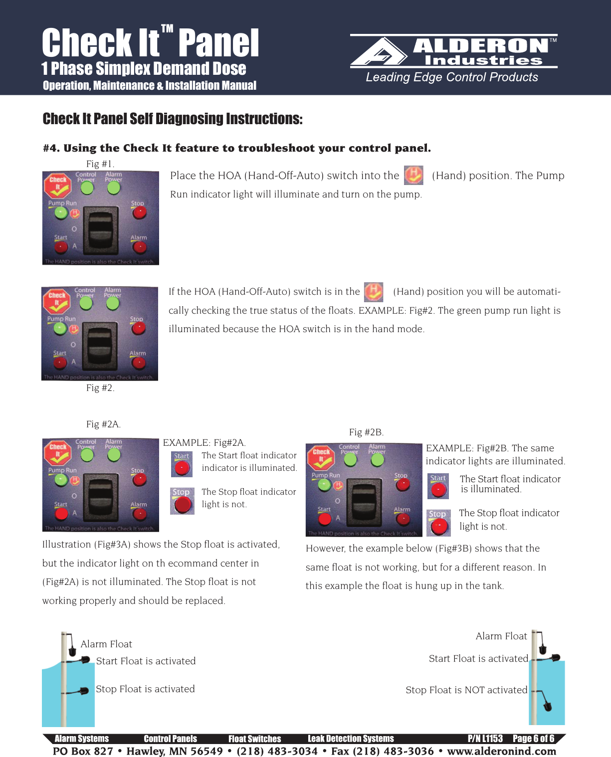 Page 6 of 6 - Check It - 1 Phase Simplex Installation Instructions  552750 2 Alderon Single Control Panel Manual