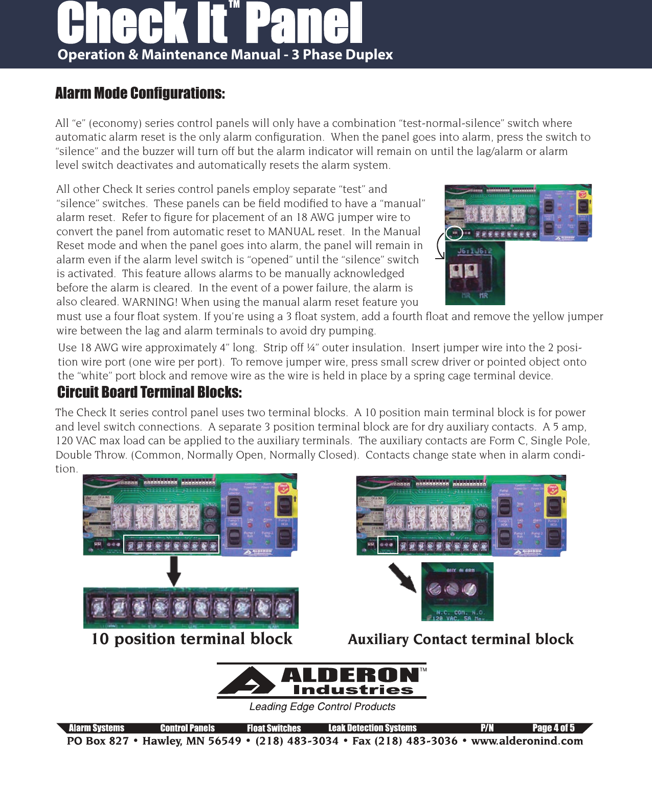 Page 4 of 5 - CheckIt_3Phase Duplex_IOM__Comp 552754 2 Alderon Three Phase Duplex Control Panel Installation Manual