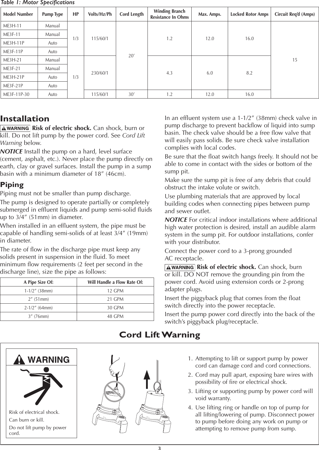 Page 3 of 12 - 556677 1 Myers ME3 Series Installation Manual