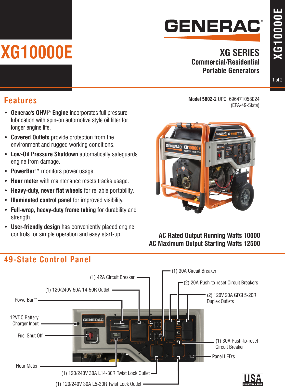 Page 1 of 2 - 6829 1 Generac 5802 Brochure