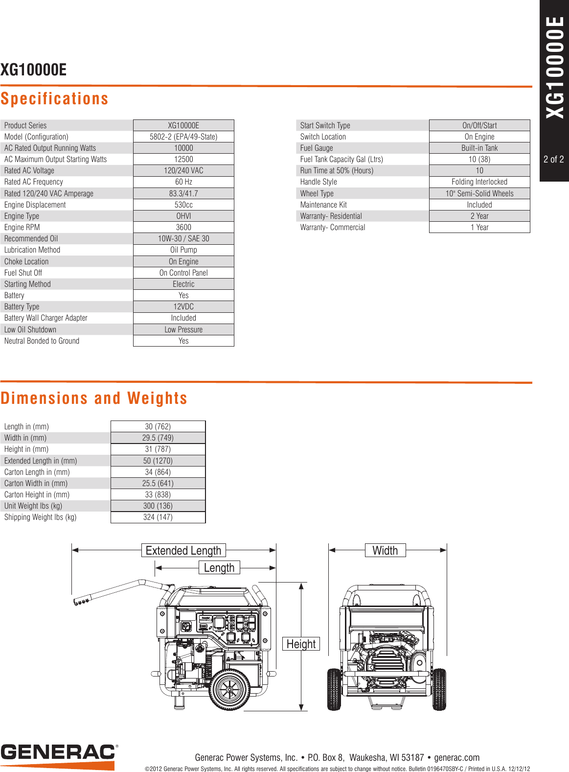 Page 2 of 2 - 6829 1 Generac 5802 Brochure