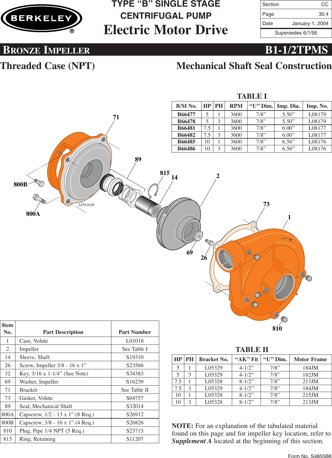 Page 4 of 6 - FM Section  84532 5 Berkeley B58085 Repair Parts I