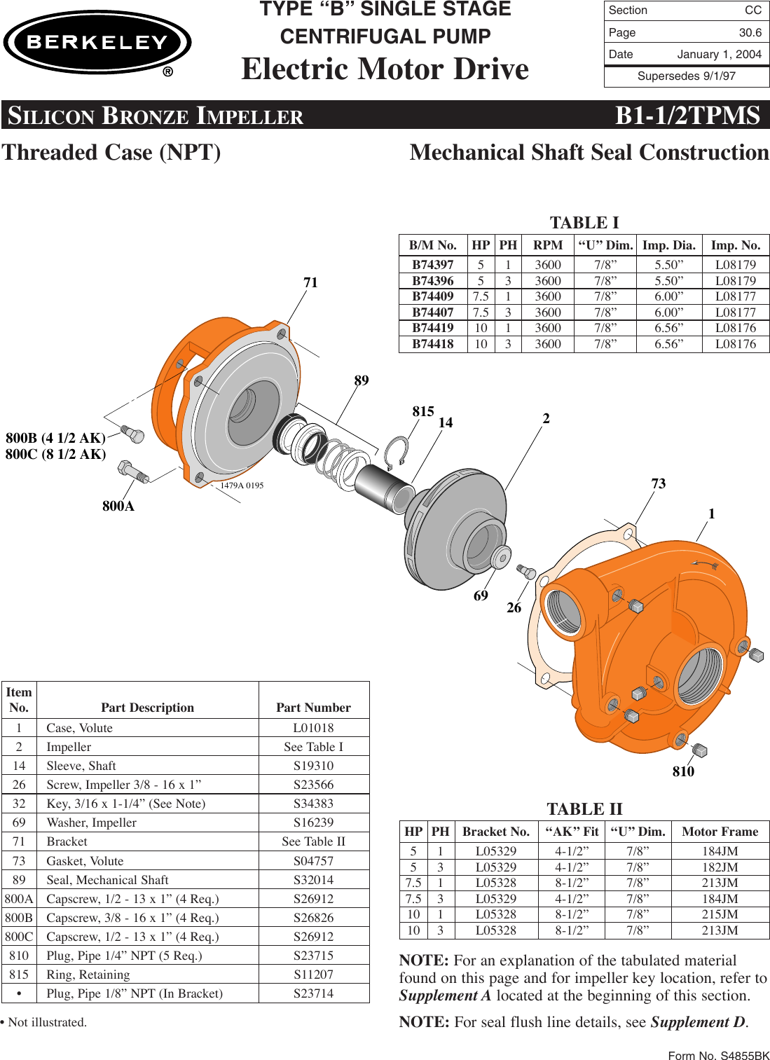 Page 6 of 6 - FM Section  84532 5 Berkeley B58085 Repair Parts I