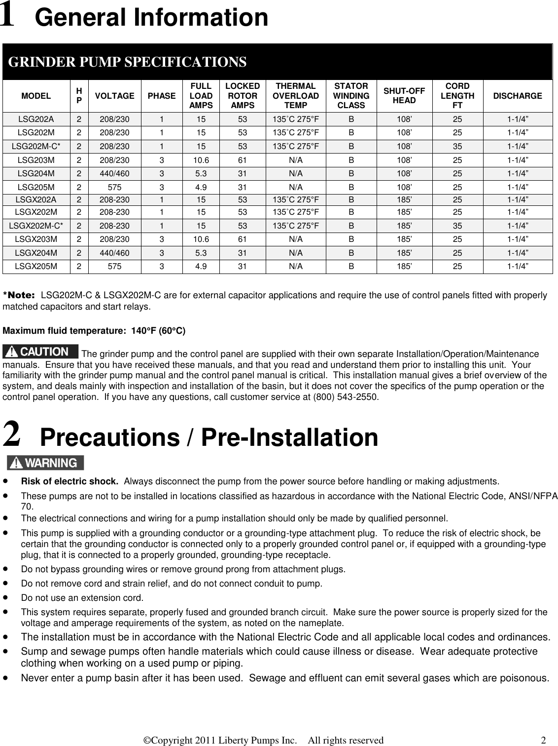 Page 2 of 6 - Installation Manual  847 2 Liberty D3672LSG204-24 Instructions