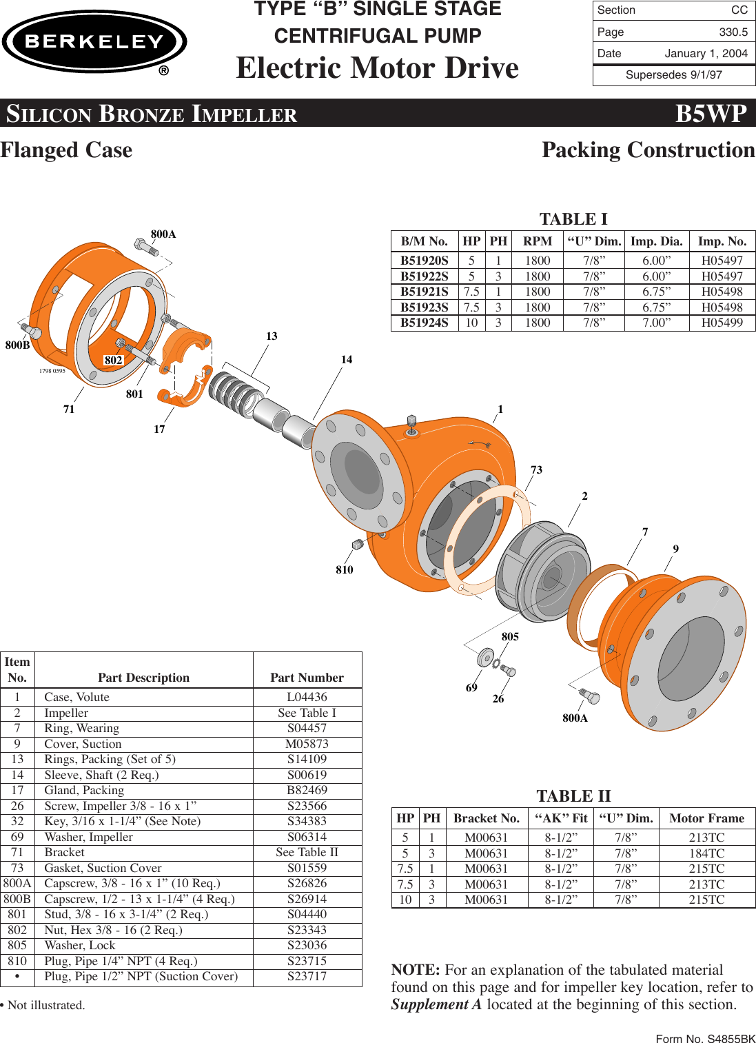 Page 5 of 6 - 86140 5 Berkeley B62581S Repair Parts I