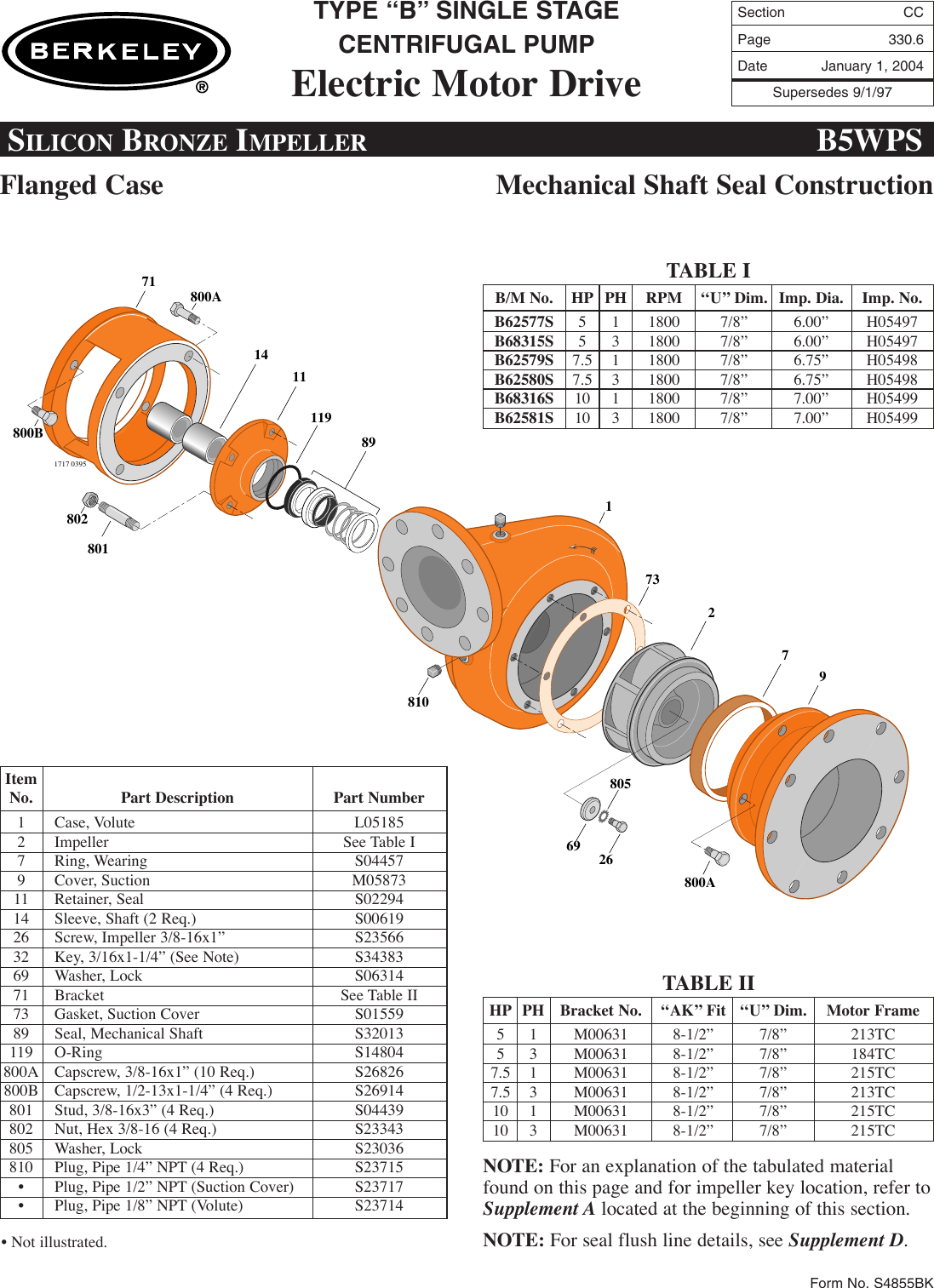 Page 6 of 6 - 86140 5 Berkeley B62581S Repair Parts I