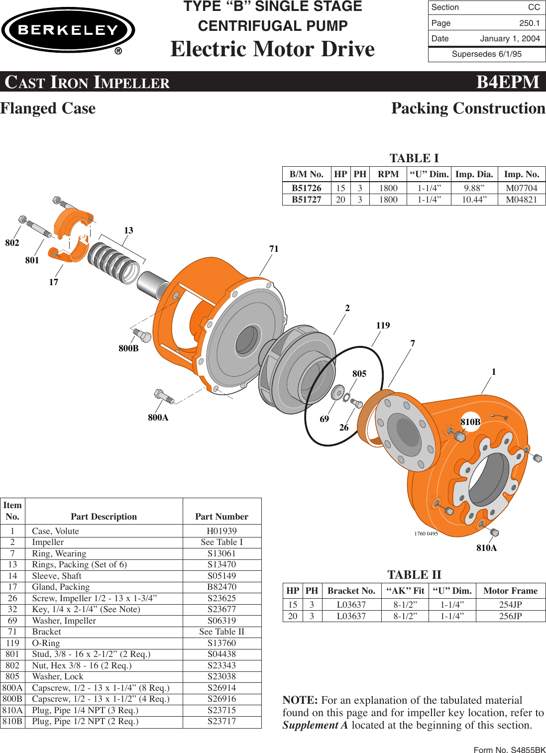 Page 1 of 3 - FM Section  86724 5 Berkeley B54085 Repair Parts I