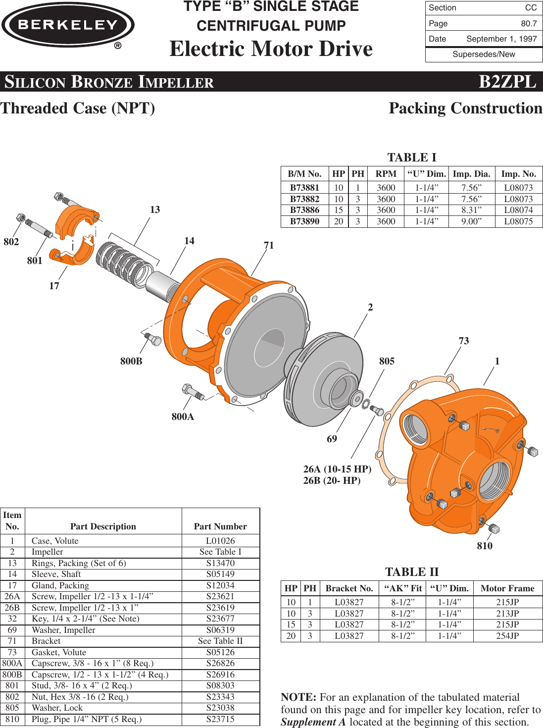 Page 7 of 12 - 86970 5 Berkeley B73895 Repair Parts I