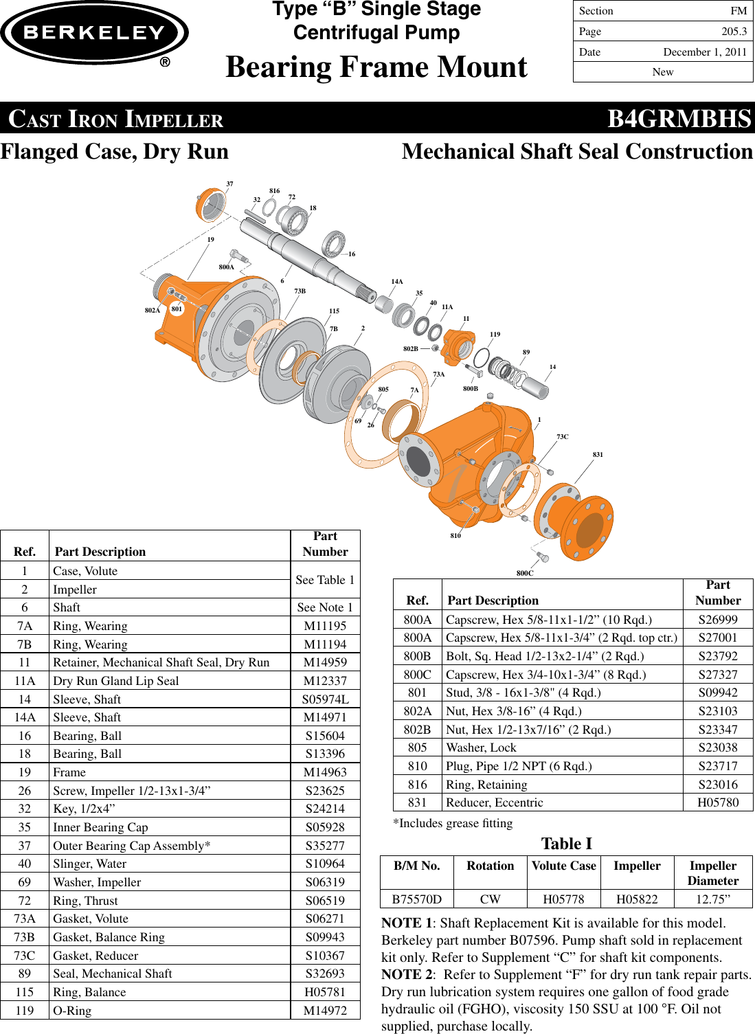 Page 3 of 3 - 89471 4 Berkeley B75570 Repair Parts I