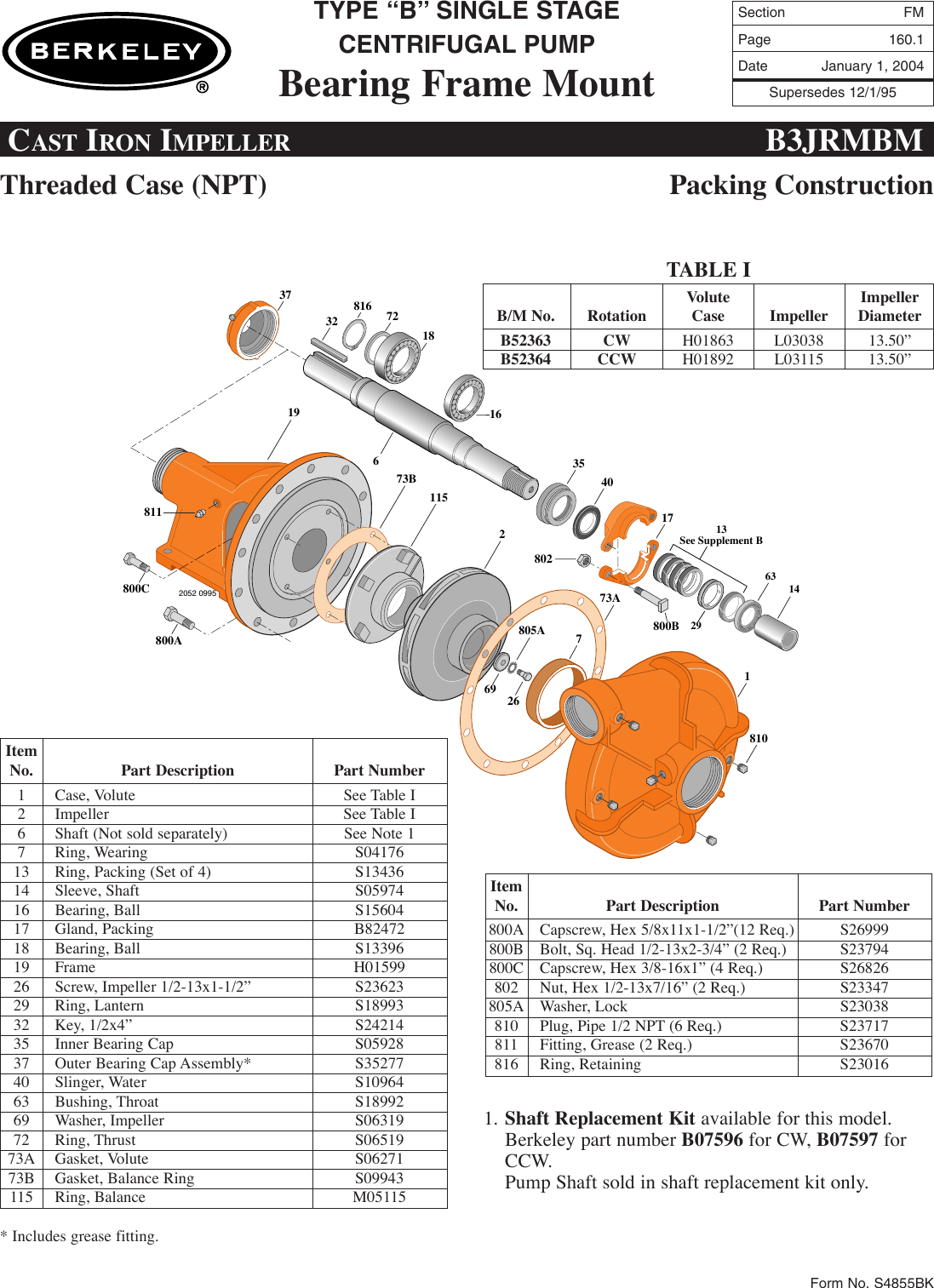 Page 1 of 4 - FM Section  89502 4 Berkeley B52364 Repair Parts I