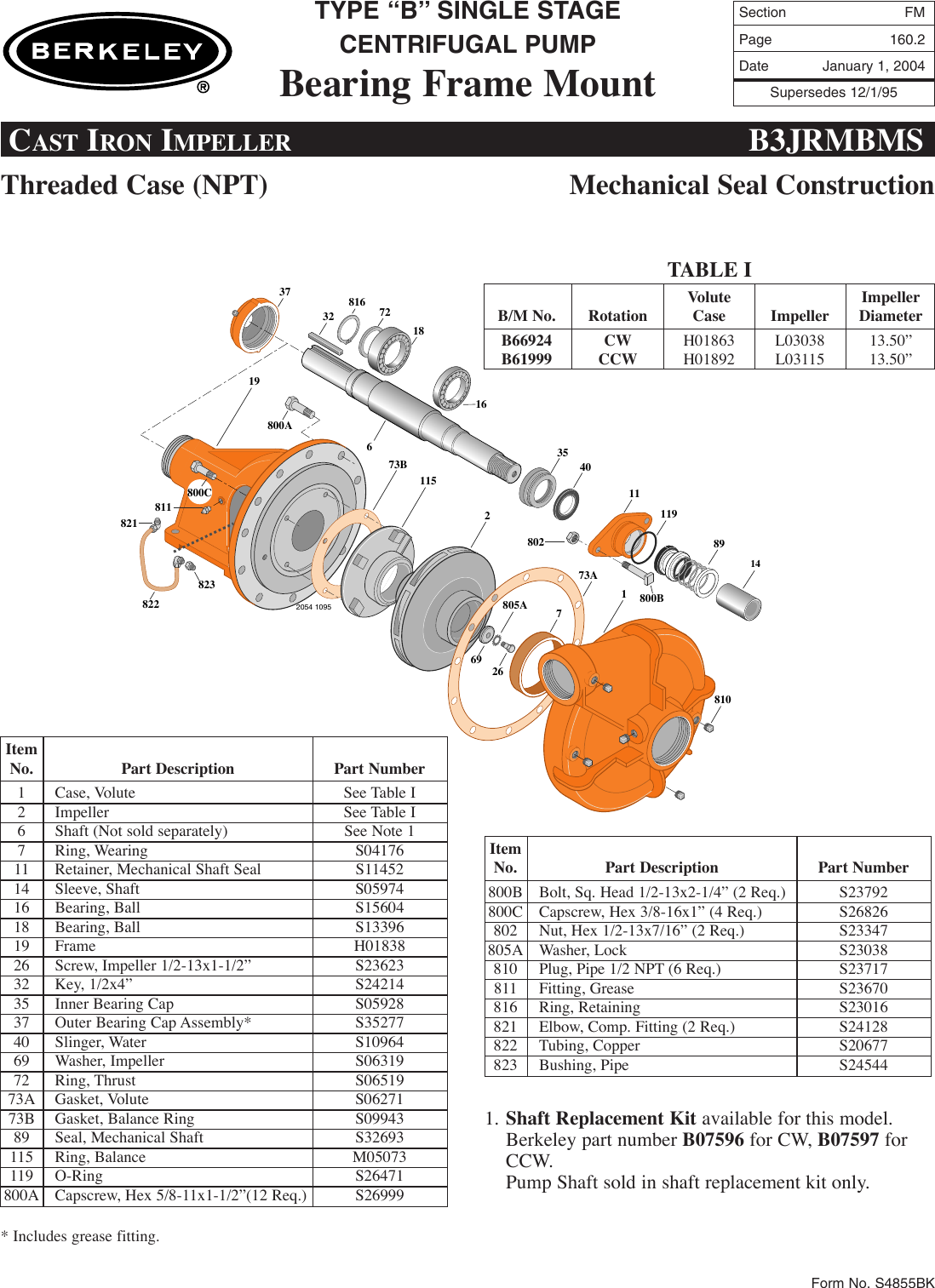 Page 2 of 4 - FM Section  89502 4 Berkeley B52364 Repair Parts I