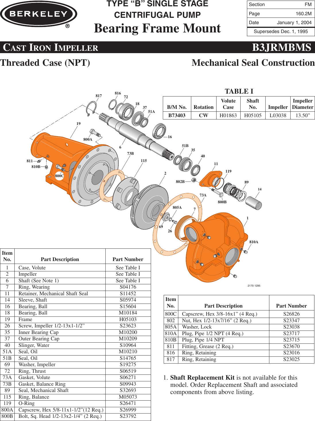 Page 3 of 4 - FM Section  89502 4 Berkeley B52364 Repair Parts I