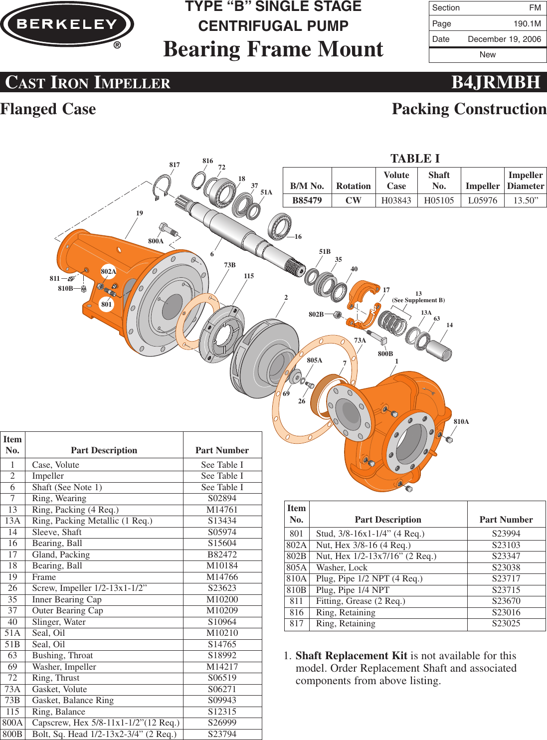 Page 2 of 8 - FM Section 89507 4 Berkeley B62323 Repair Parts I