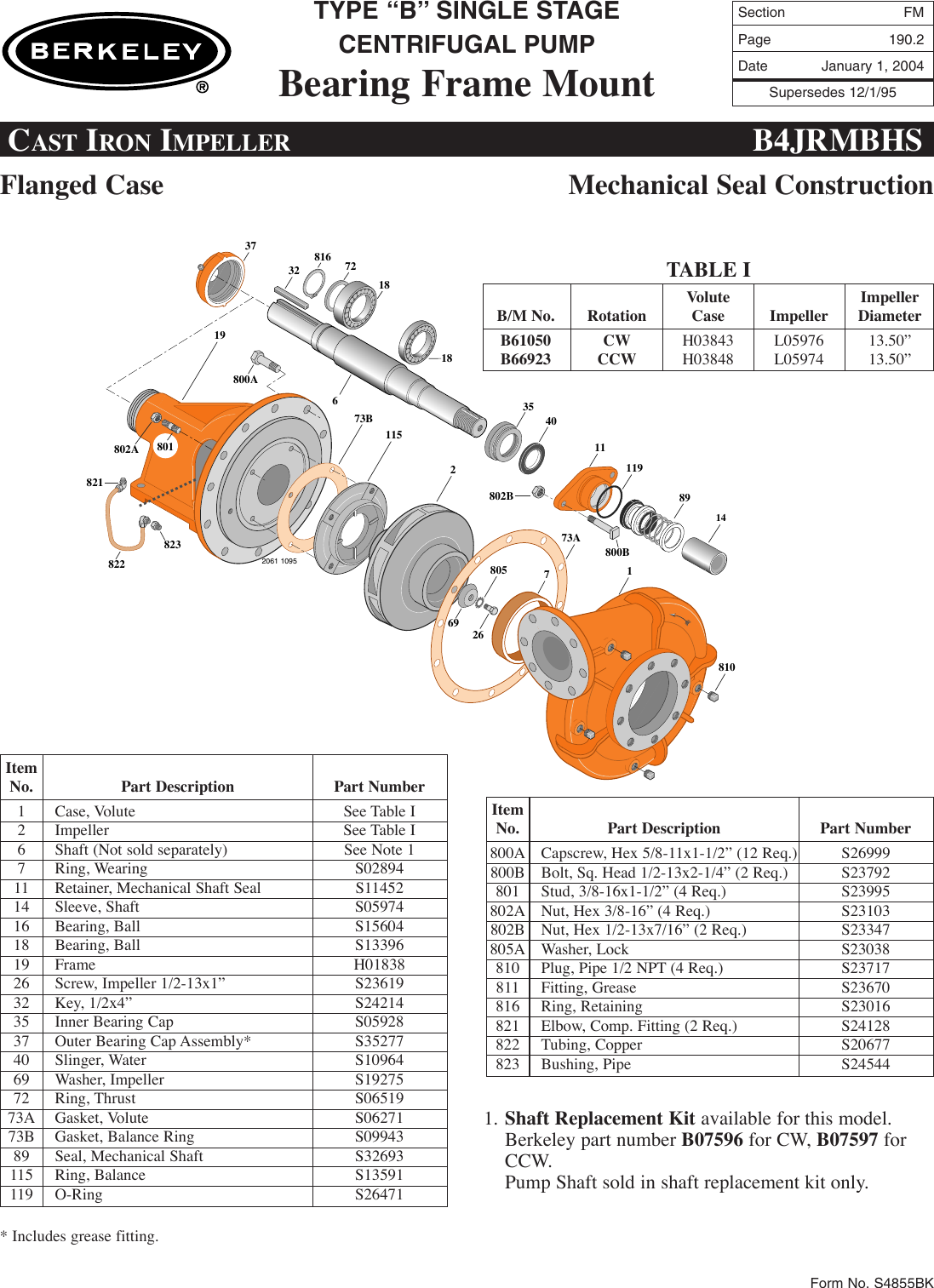 Page 3 of 8 - FM Section 89507 4 Berkeley B62323 Repair Parts I
