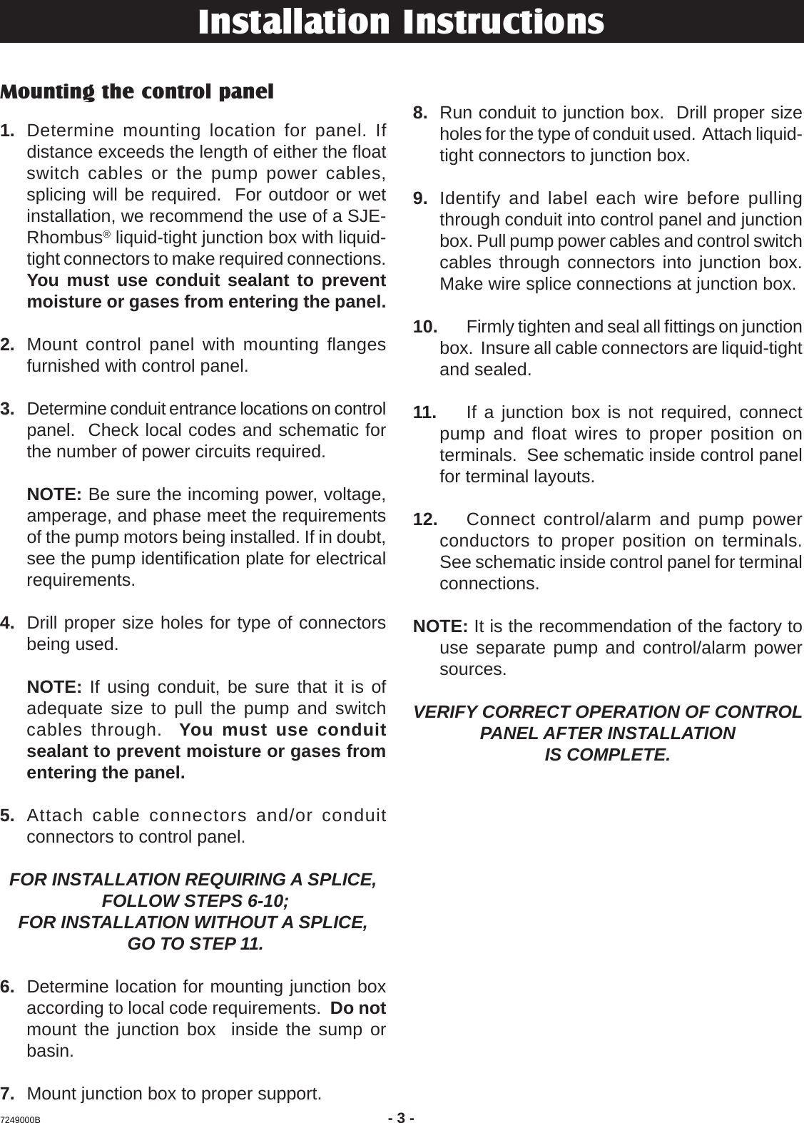 Page 3 of 12 - 903 2 Liberty Ae Duplex Control Panel Installation Manual 1025047B-122 User