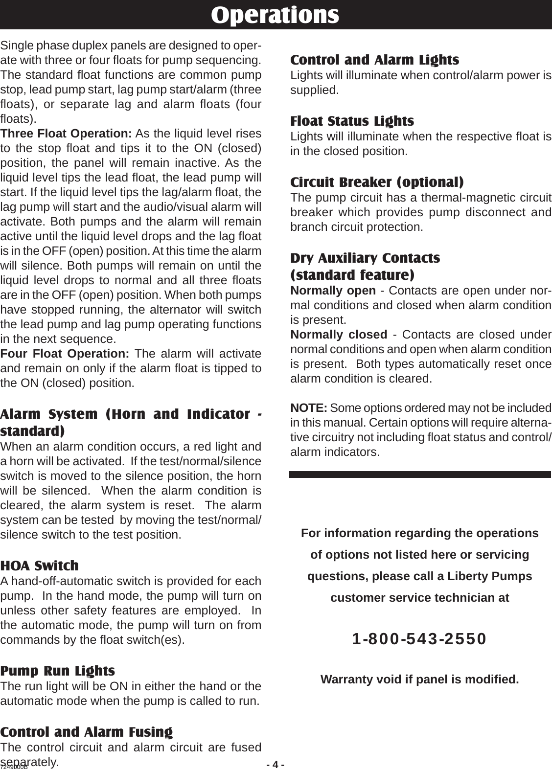 Page 4 of 12 - 903 2 Liberty Ae Duplex Control Panel Installation Manual 1025047B-122 User