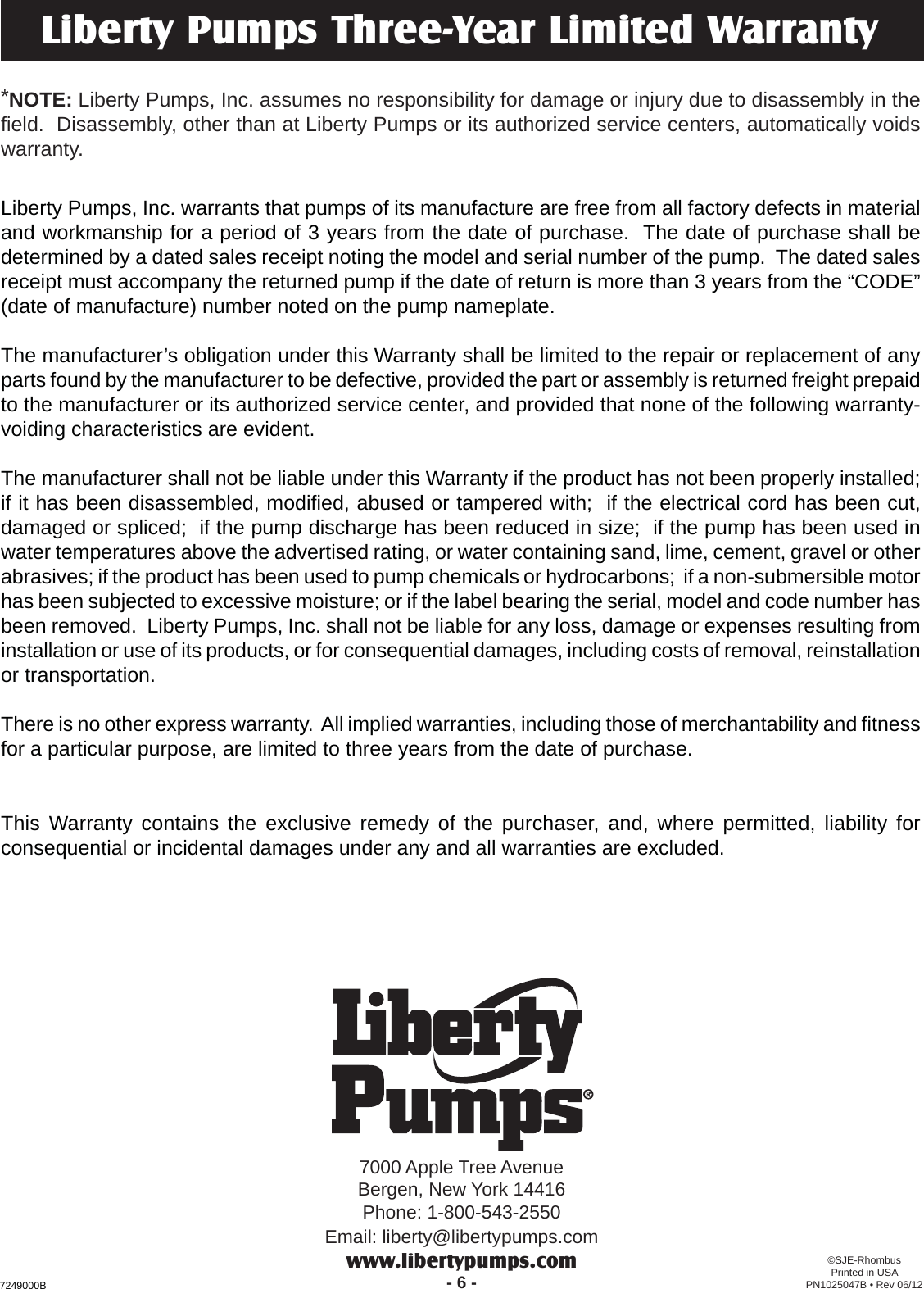 Page 6 of 12 - 903 2 Liberty Ae Duplex Control Panel Installation Manual 1025047B-122 User