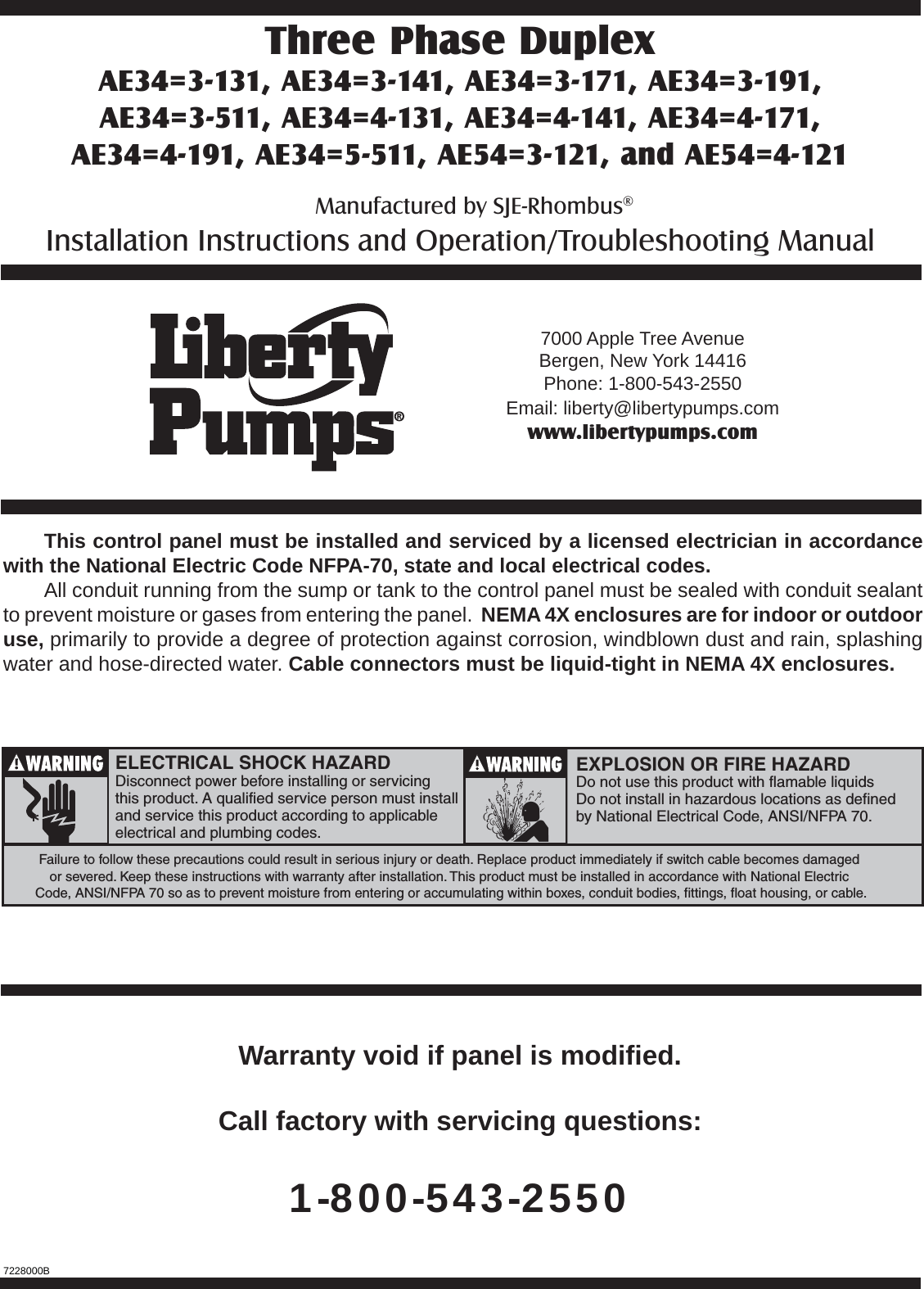 Page 7 of 12 - 903 2 Liberty Ae Duplex Control Panel Installation Manual 1025047B-122 User