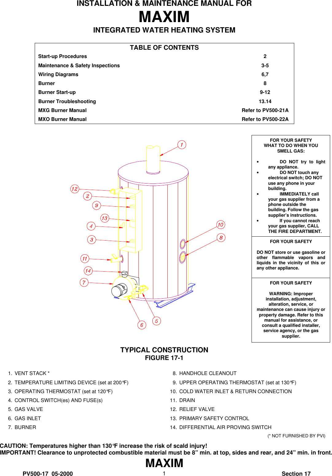 Pvi Industries Maxim Integrated Water Heating System Users Manual C