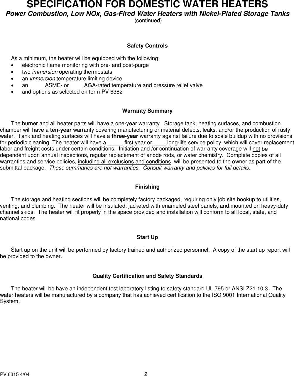 Page 2 of 2 - Pvi-Industries Pvi-Industries-Pv-6315-Users-Manual Maxim Nickel Low NOx