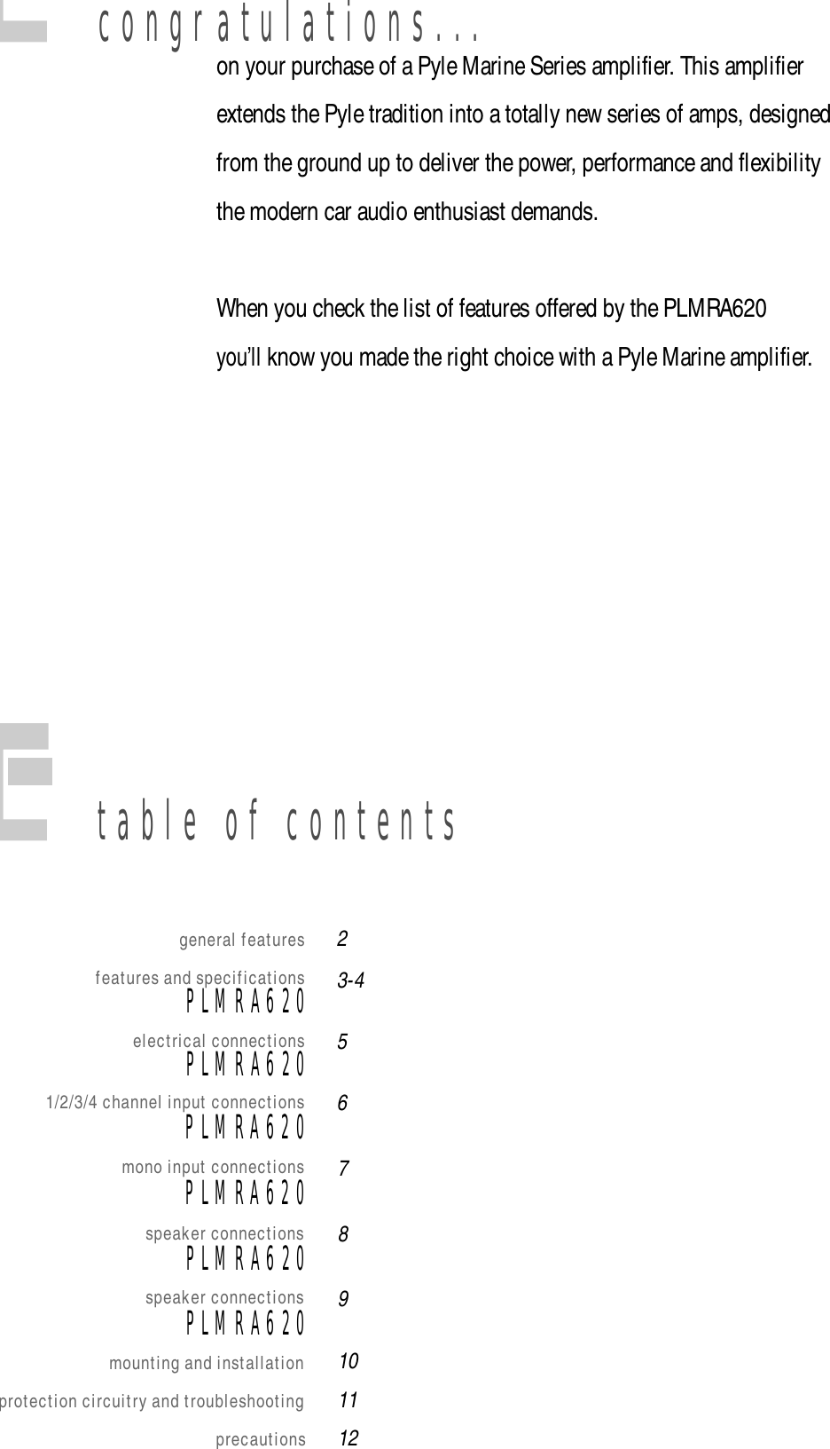 Page 2 of 8 - Pyle-Audio Pyle-Audio-Hydra-Series-Plmra620-Users-Manual-  Pyle-audio-hydra-series-plmra620-users-manual