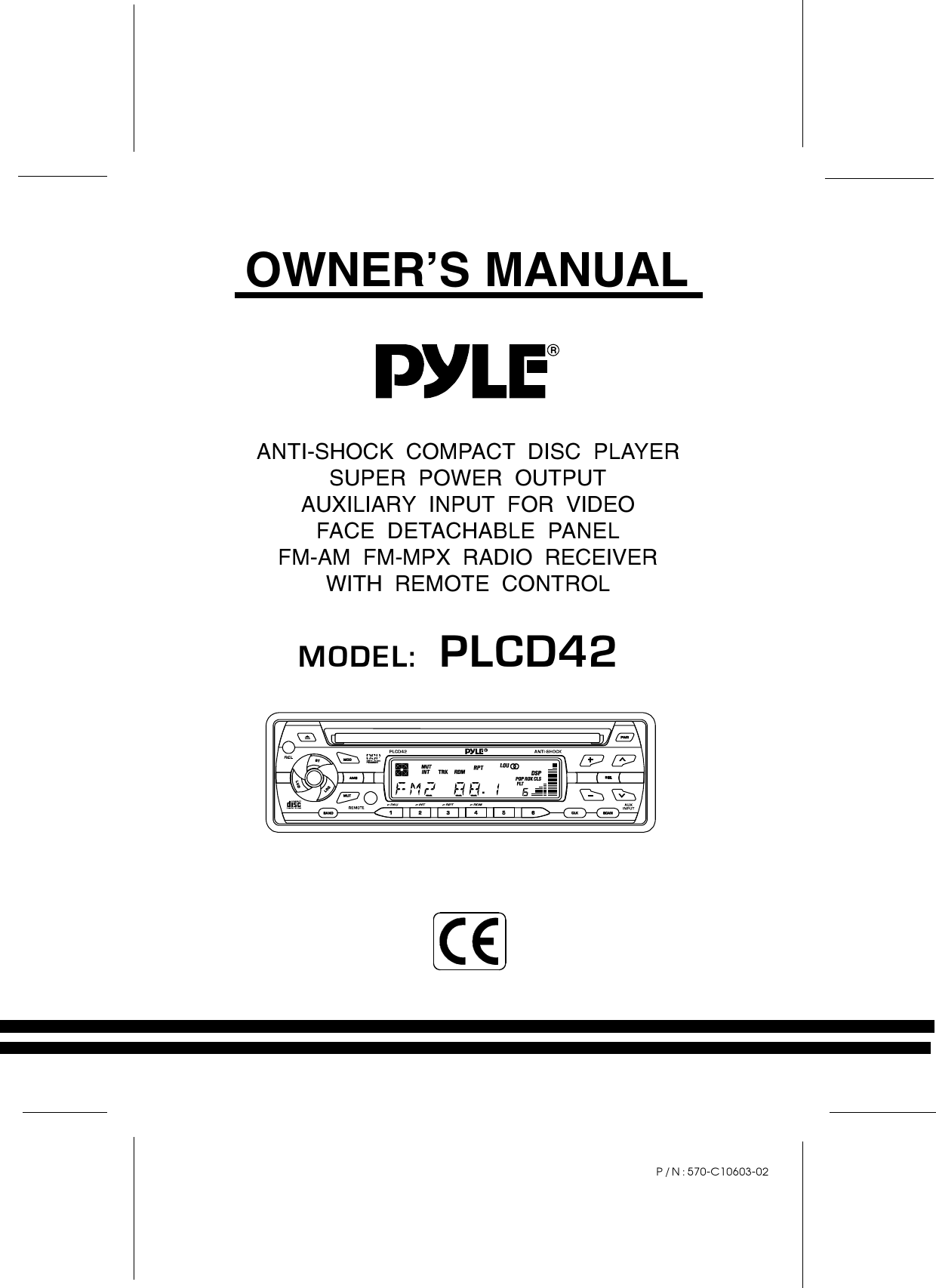 Pyle Audio Plcd42 Users Manual 570 C10603 02