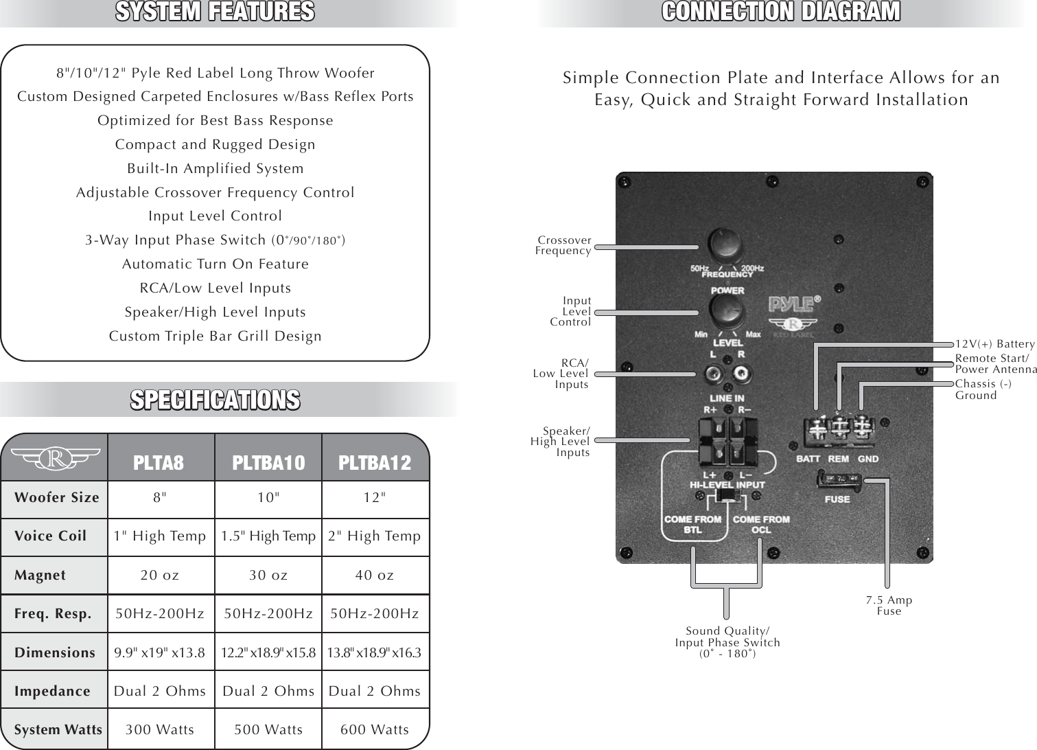 Pyle Audio Pltba10 Users Manual PLTBA