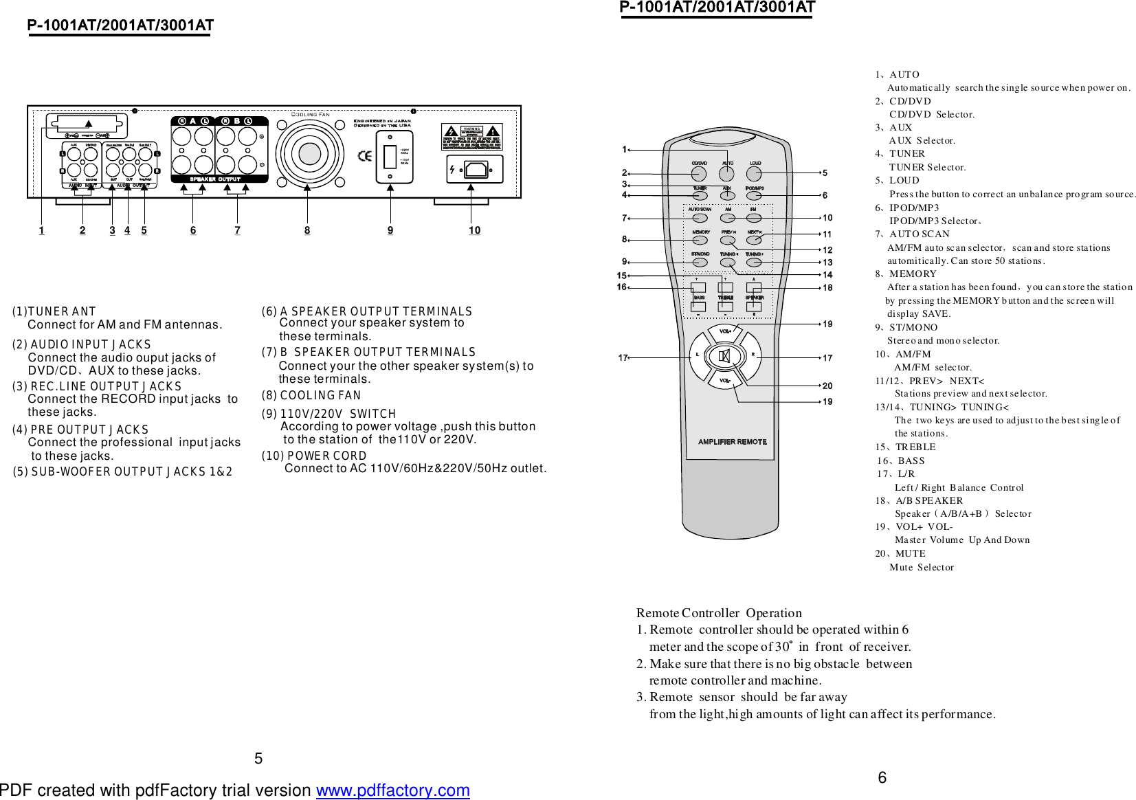 Page 4 of 5 - Pyle-Audio Pyle-Audio-Pro-P1001At-Users-Manual- P-1001AT-2001AT-3001通用说明?..  Pyle-audio-pro-p1001at-users-manual