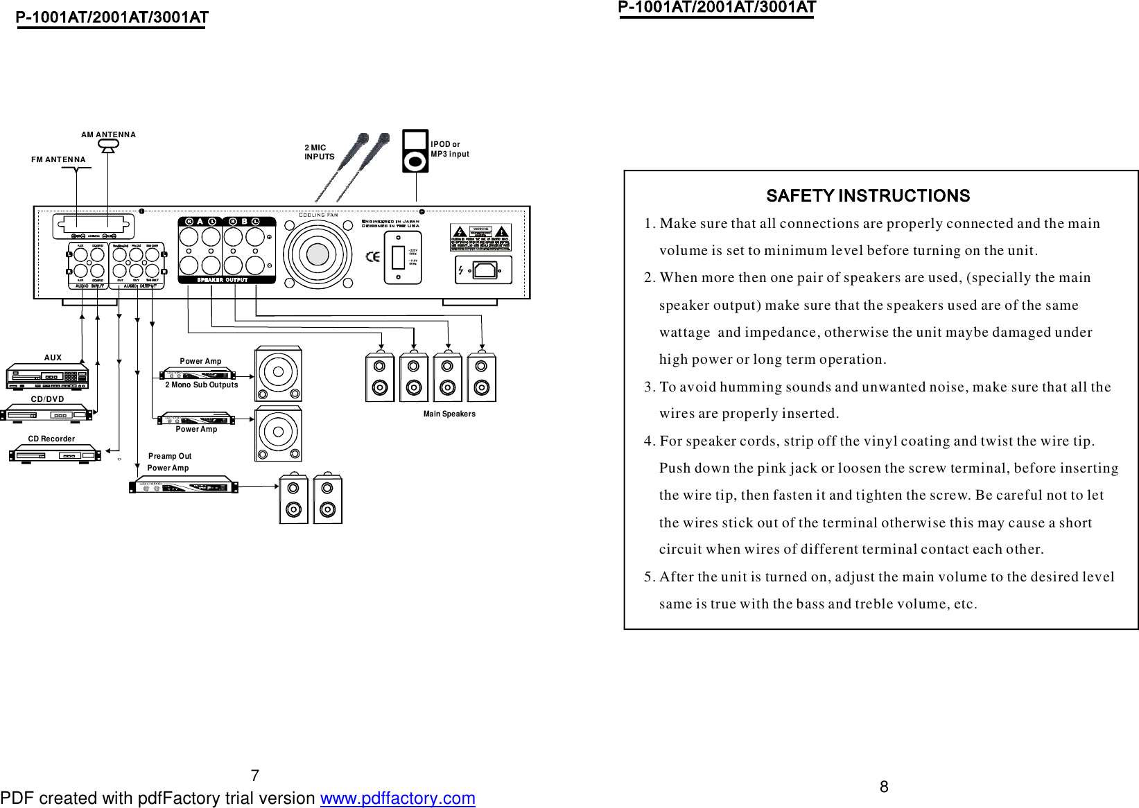 Page 5 of 5 - Pyle-Audio Pyle-Audio-Pro-P1001At-Users-Manual- P-1001AT-2001AT-3001通用说明?..  Pyle-audio-pro-p1001at-users-manual