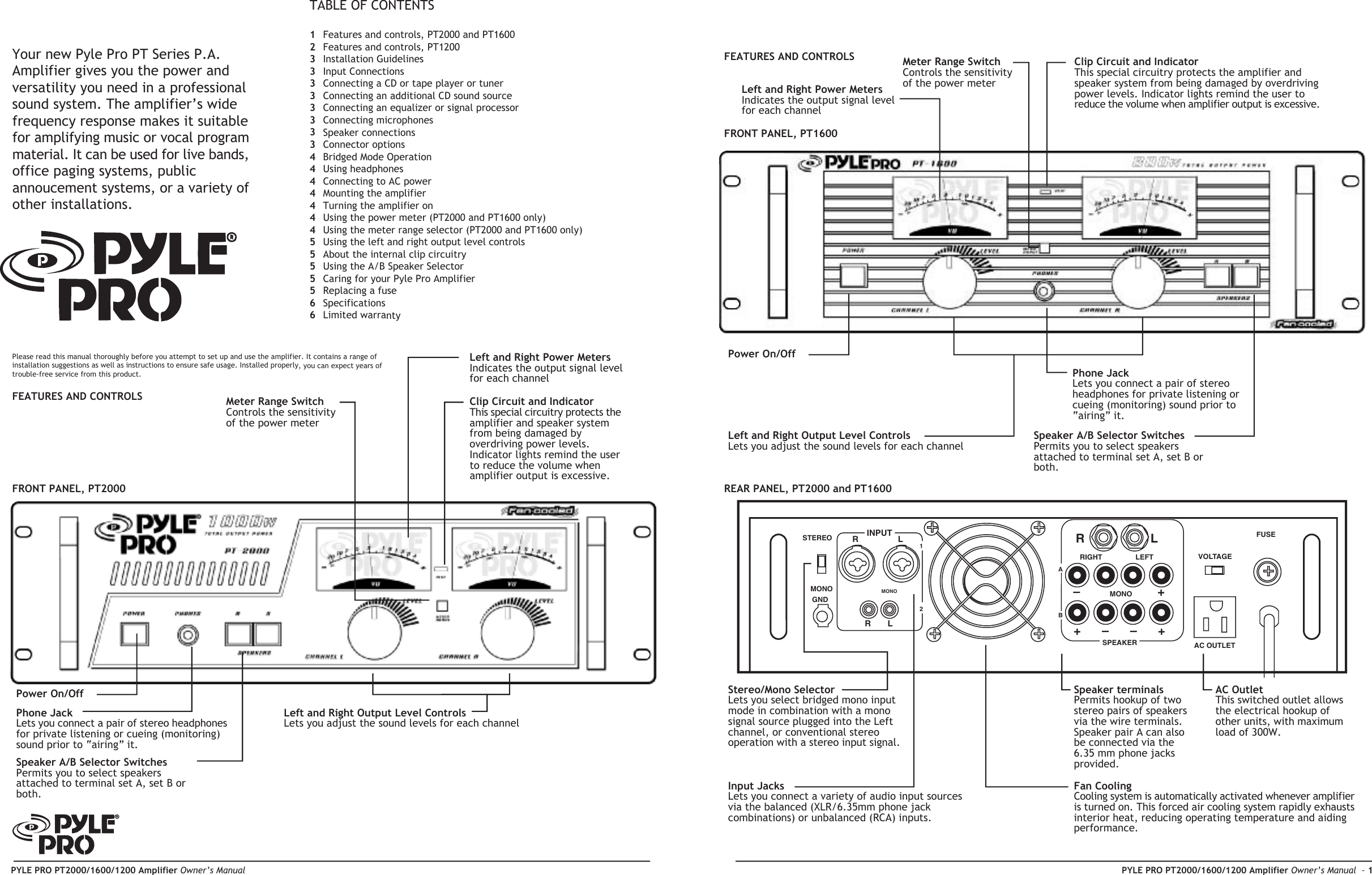Page 2 of 4 - Pyle-Audio Pyle-Audio-Pt1200-Users-Manual-  Pyle-audio-pt1200-users-manual