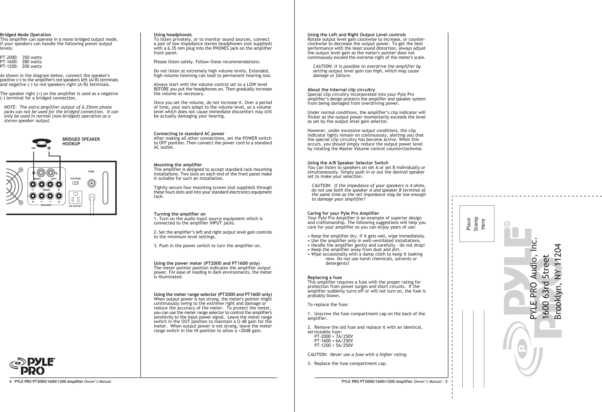 Page 4 of 4 - Pyle-Audio Pyle-Audio-Pt1200-Users-Manual-  Pyle-audio-pt1200-users-manual