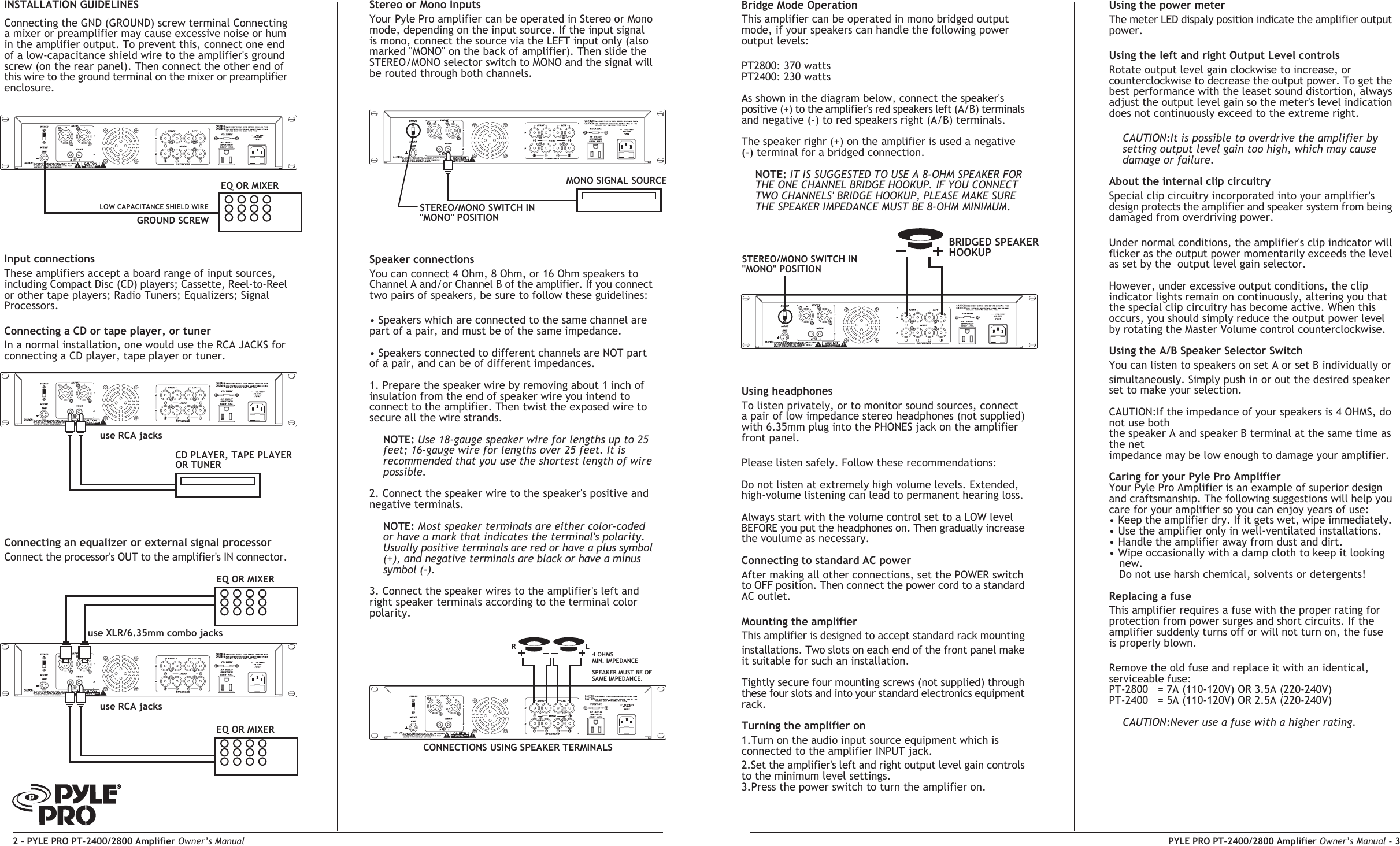 Page 3 of 4 - Pyle-Audio Pyle-Audio-Pt-2400-Users-Manual-  Pyle-audio-pt-2400-users-manual