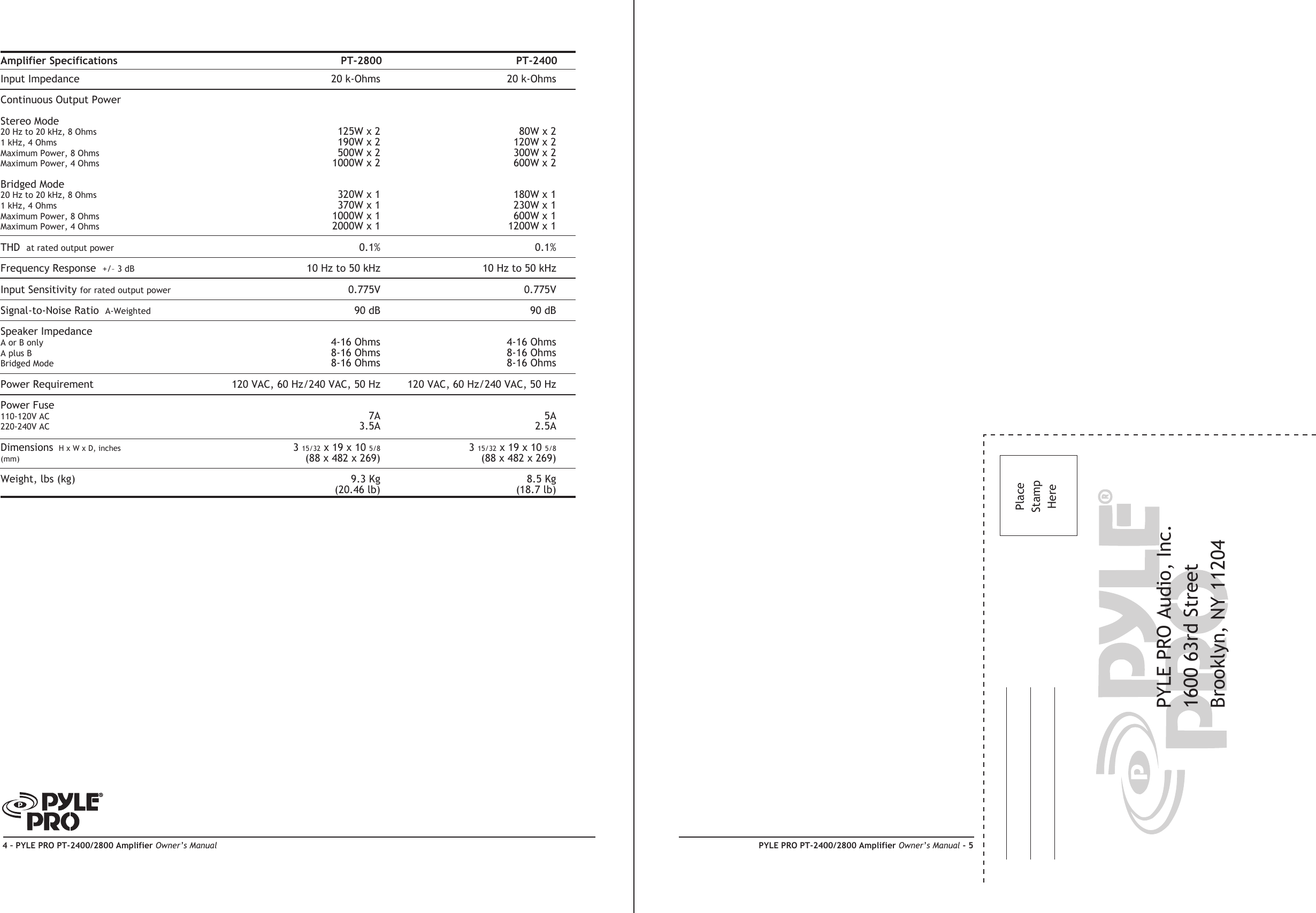 Page 4 of 4 - Pyle-Audio Pyle-Audio-Pt-2400-Users-Manual-  Pyle-audio-pt-2400-users-manual