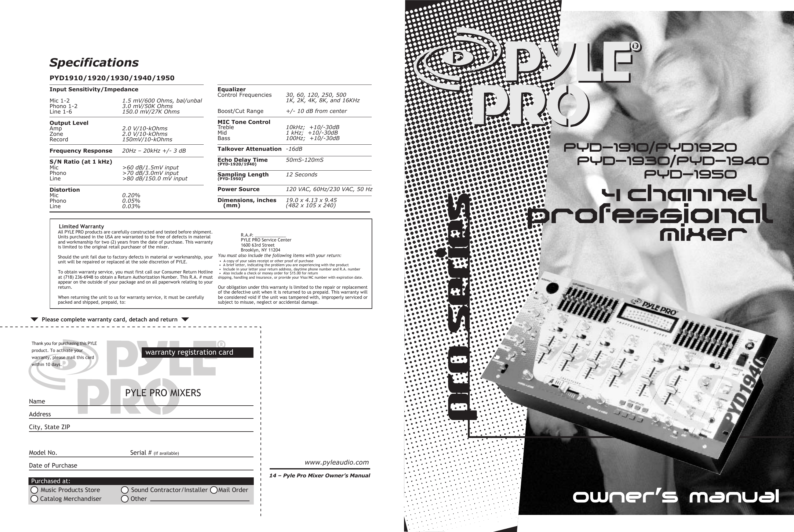 Page 1 of 8 - Pyle-Audio Pyle-Audio-Pyd-1910-Users-Manual-  Pyle-audio-pyd-1910-users-manual