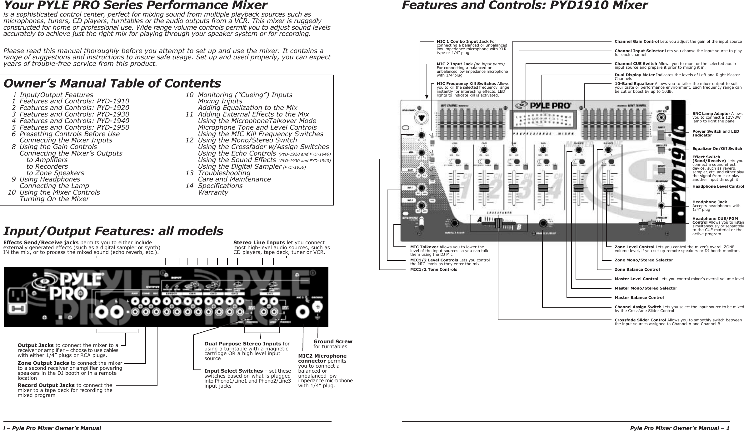 Page 2 of 8 - Pyle-Audio Pyle-Audio-Pyd-1910-Users-Manual-  Pyle-audio-pyd-1910-users-manual