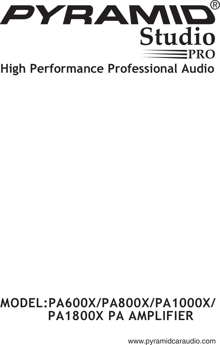 Page 1 of 8 - Pyramid-Car-Audio Pyramid-Car-Audio-Pa1000X-Users-Manual-  Pyramid-car-audio-pa1000x-users-manual