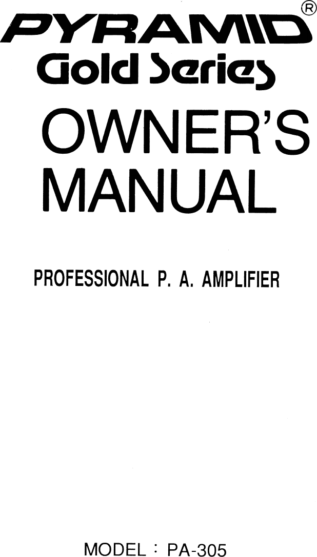 Page 1 of 11 - Pyramid-Car-Audio Pyramid-Car-Audio-Pa-305-Users-Manual-  Pyramid-car-audio-pa-305-users-manual