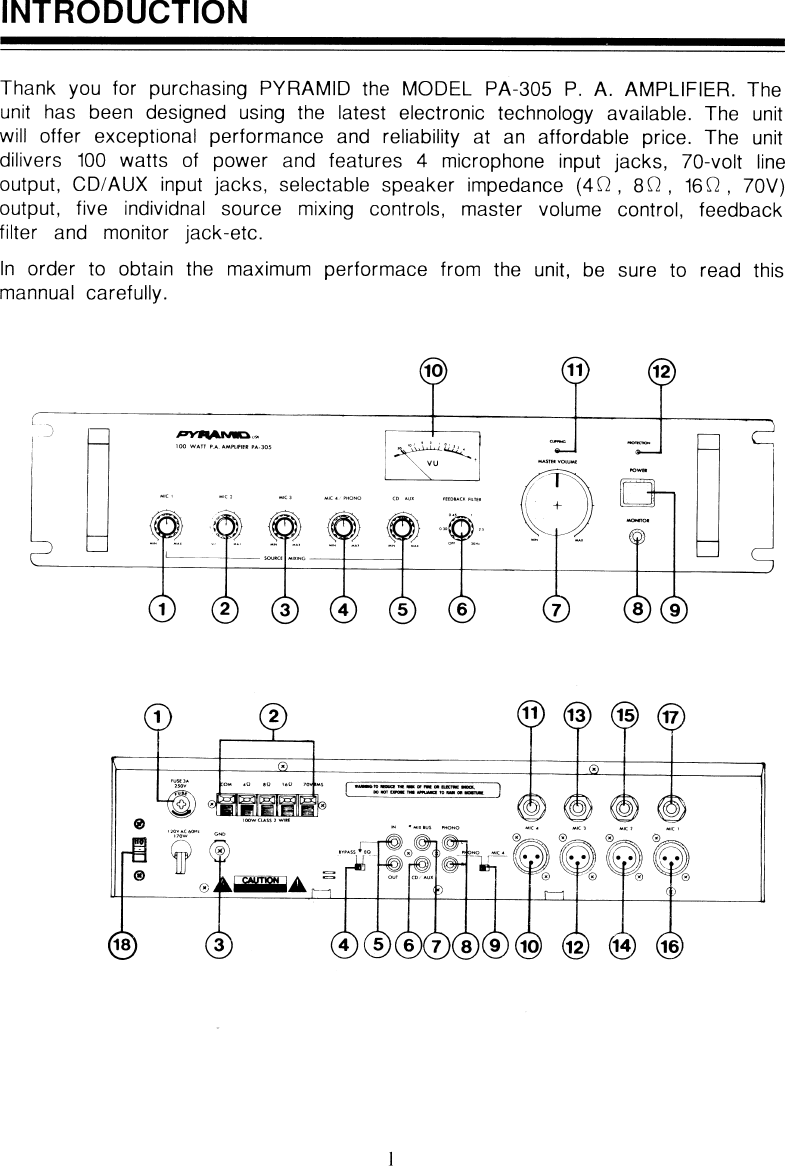 Page 3 of 11 - Pyramid-Car-Audio Pyramid-Car-Audio-Pa-305-Users-Manual-  Pyramid-car-audio-pa-305-users-manual