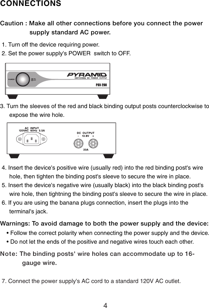 Page 6 of 8 - Pyramid-Car-Audio Pyramid-Car-Audio-Pyramid-Car-Audio-Power-Supply-Psv-200-Users-Manual-  Pyramid-car-audio-pyramid-car-audio-power-supply-psv-200-users-manual