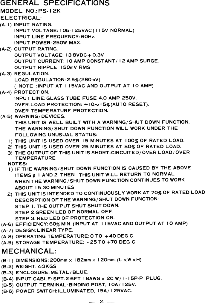 Page 2 of 4 - Pyramid-Technologies Pyramid-Technologies-Gold-Series-Ps-12K-Users-Manual-  Pyramid-technologies-gold-series-ps-12k-users-manual