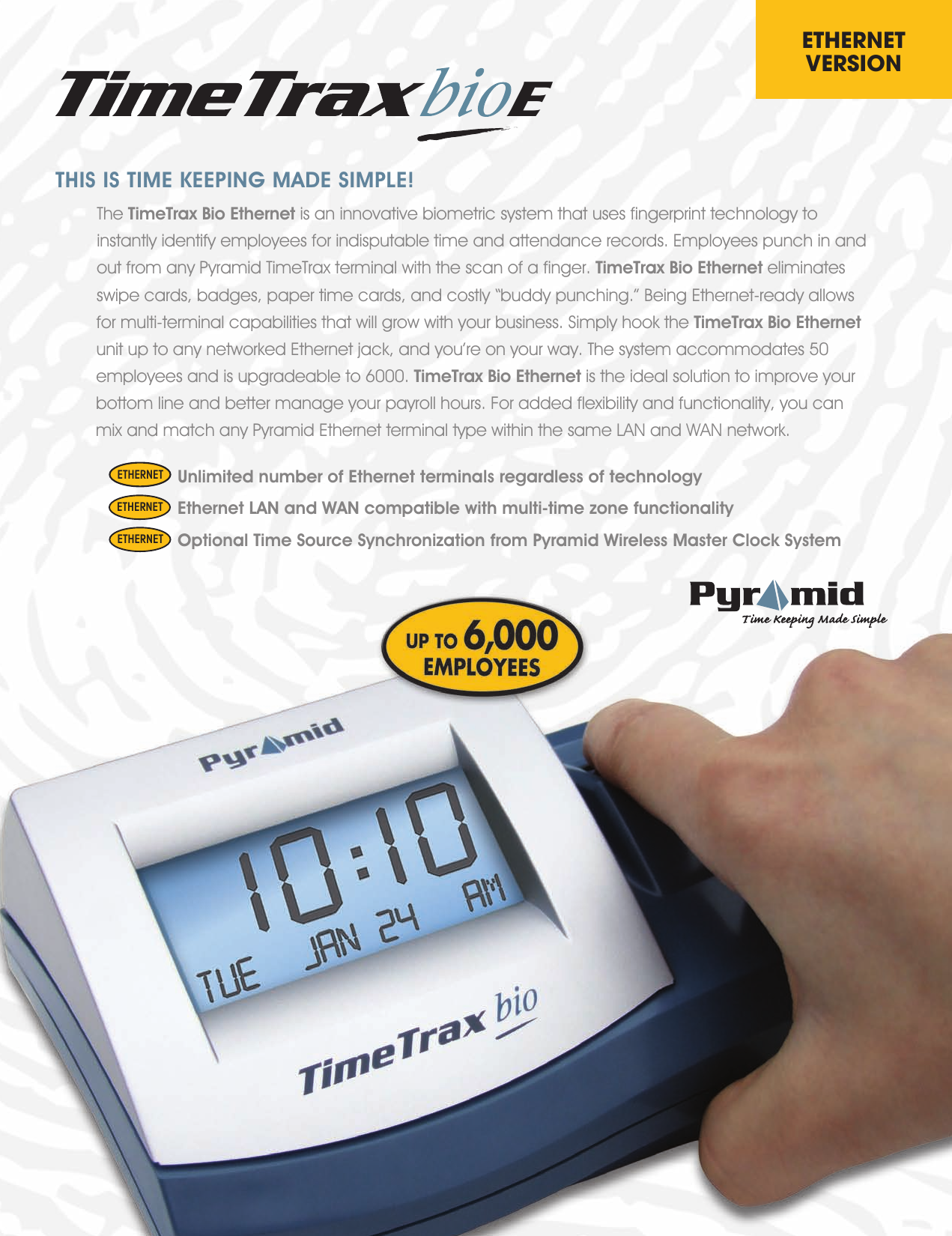 Page 1 of 2 - Pyramid Pyramid-Timetrax-Bio-Ethernet-Users-Manual-  Pyramid-timetrax-bio-ethernet-users-manual
