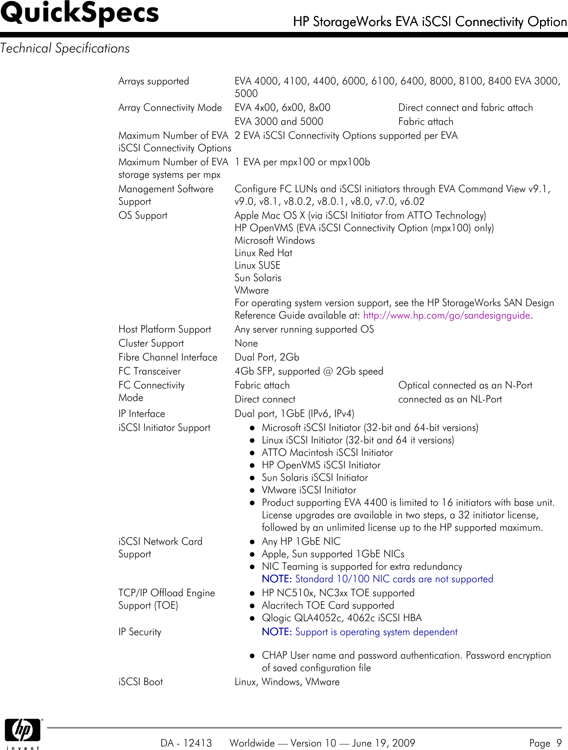 Q Logic Server 4100 Users Manual Hp Storageworks Eva Iscsi Connectivity Option