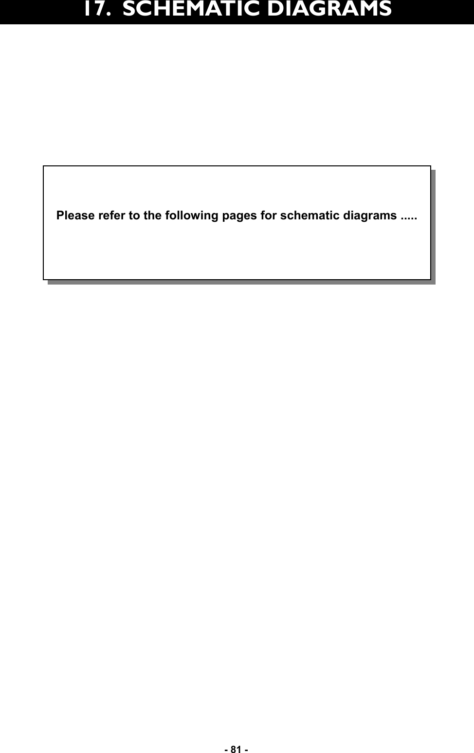   - 81 - 17.  SCHEMATIC DIAGRAMS    Please refer to the following pages for schematic diagrams ..... 