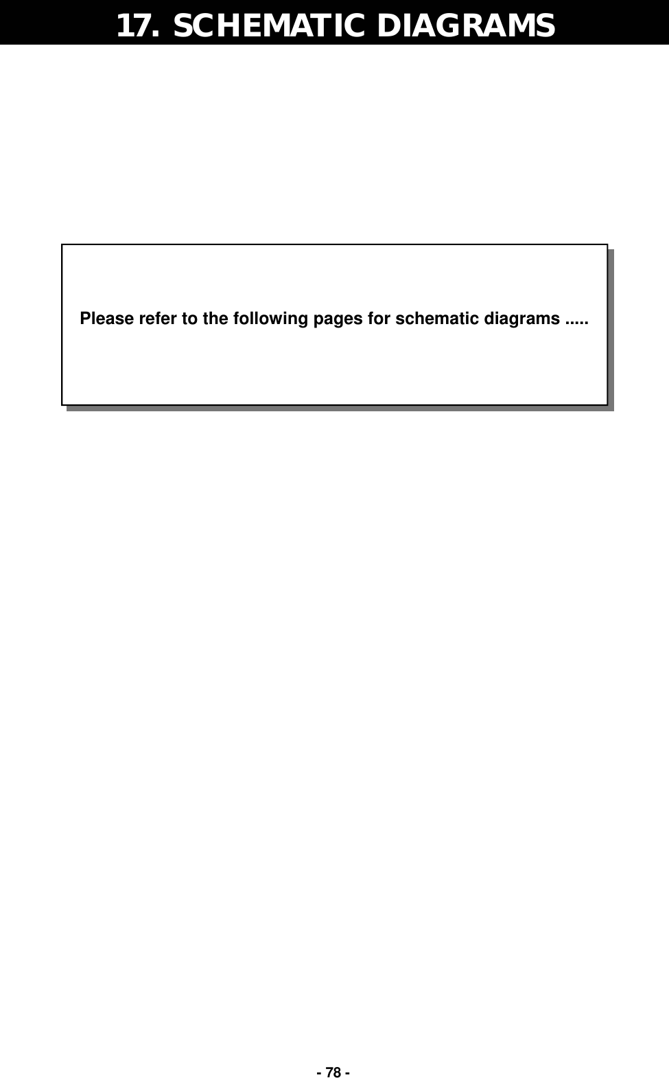   - 78 - 17.  SCHEMATIC DIAGRAMS    Please refer to the following pages for schematic diagrams ..... 