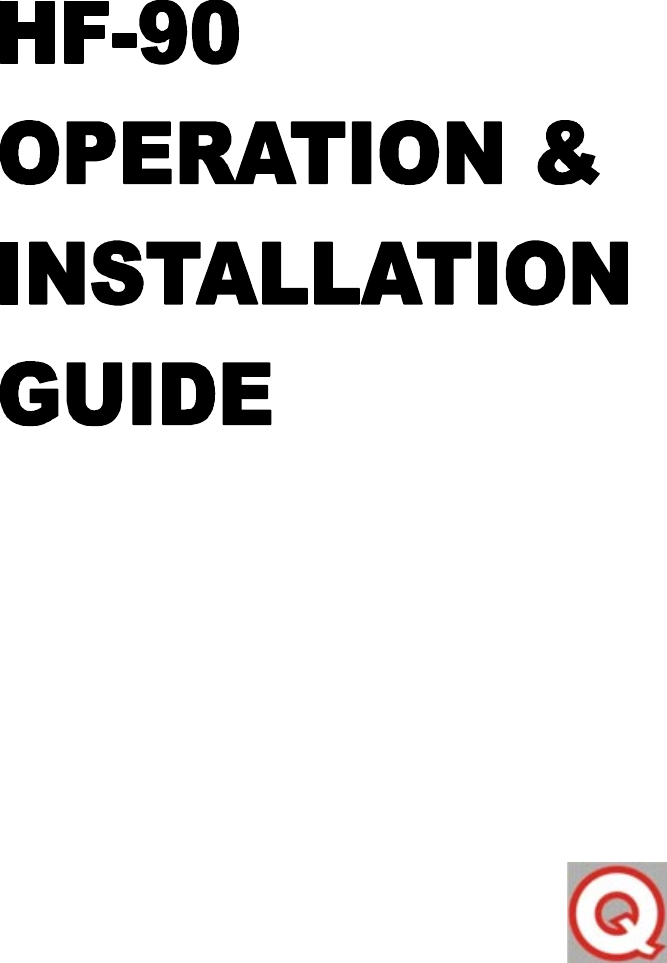 HF-90 Operation &amp; Installation Guide  