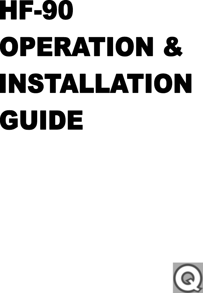 HF-90 Operation &amp; Installation Guide  