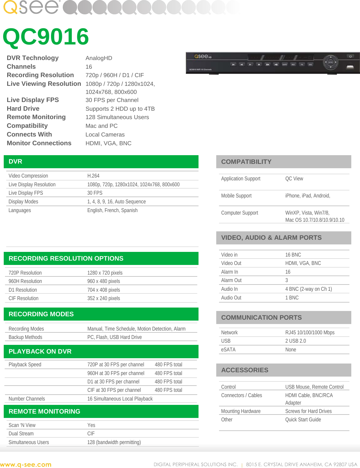 Page 1 of 2 - Q-See Qc9016 User Manual