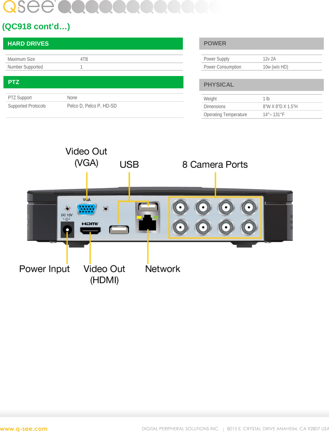 Page 2 of 2 - Q-See Qc918 User Manual